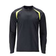 T-shirt, long sleeve, modern fit T-shirt Multisafe, black blue/hi-vis yellow