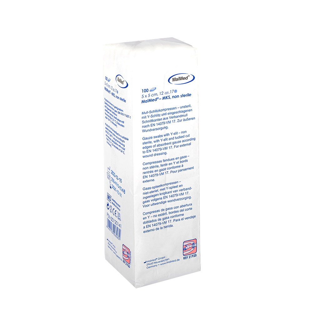 MaiMed-MKS-unsterile gauze slit compresses, 100 pieces/paper bag