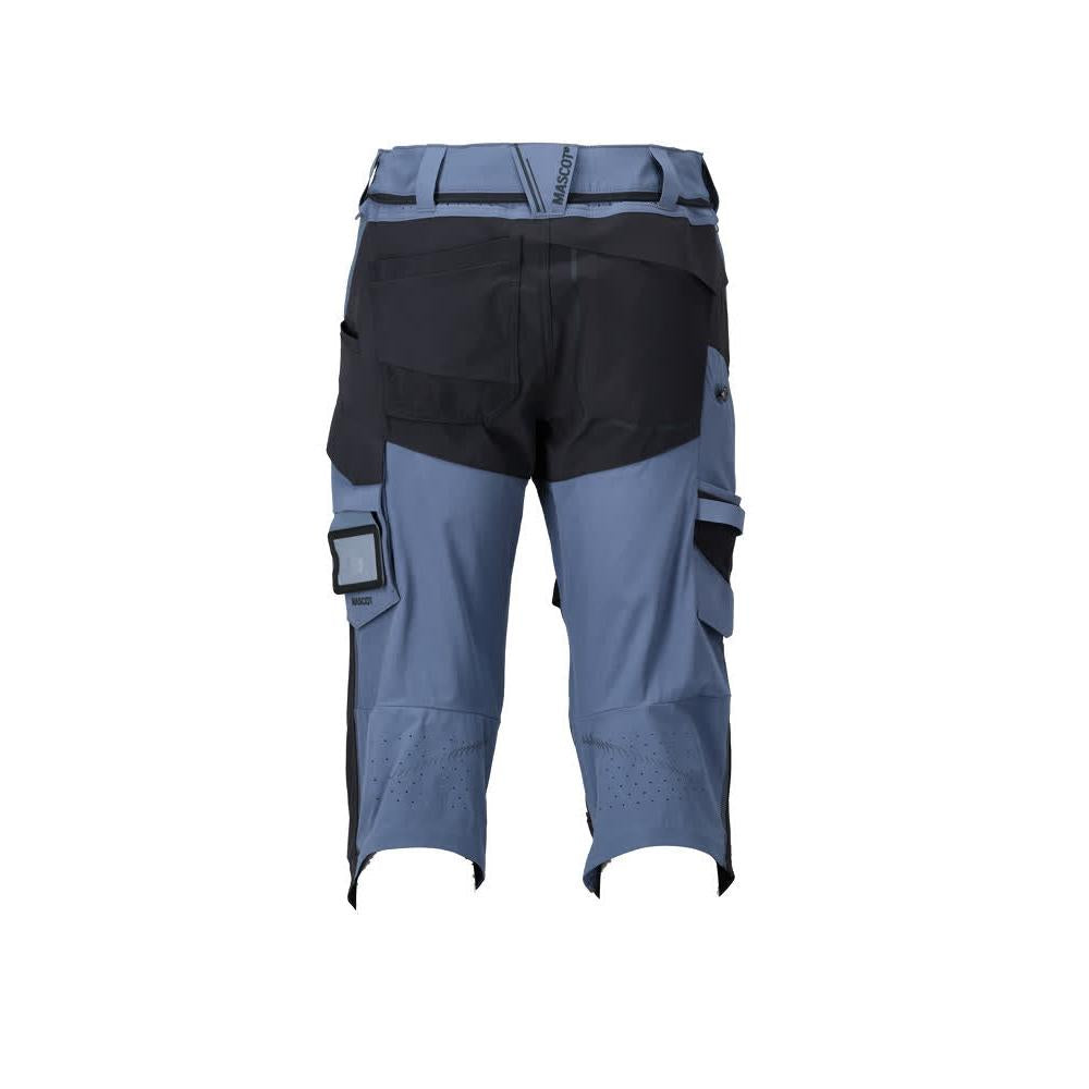 Three-quarter trousers, knee pockets, stretch craftsman three-quarter trousers, stone blue/black-blue