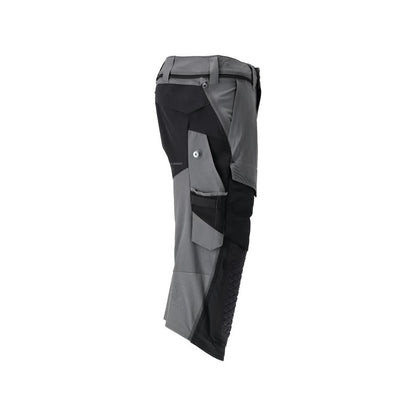 Three-quarter trousers, knee pockets, stretch craftsman three-quarter trousers, anthracite grey/black