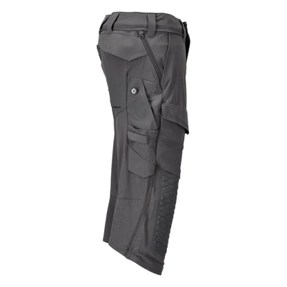 Three-quarter trousers, knee pockets, stretch craftsman three-quarter trousers, anthracite grey