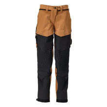 Trousers with knee pockets, women's trousers, nut brown/black