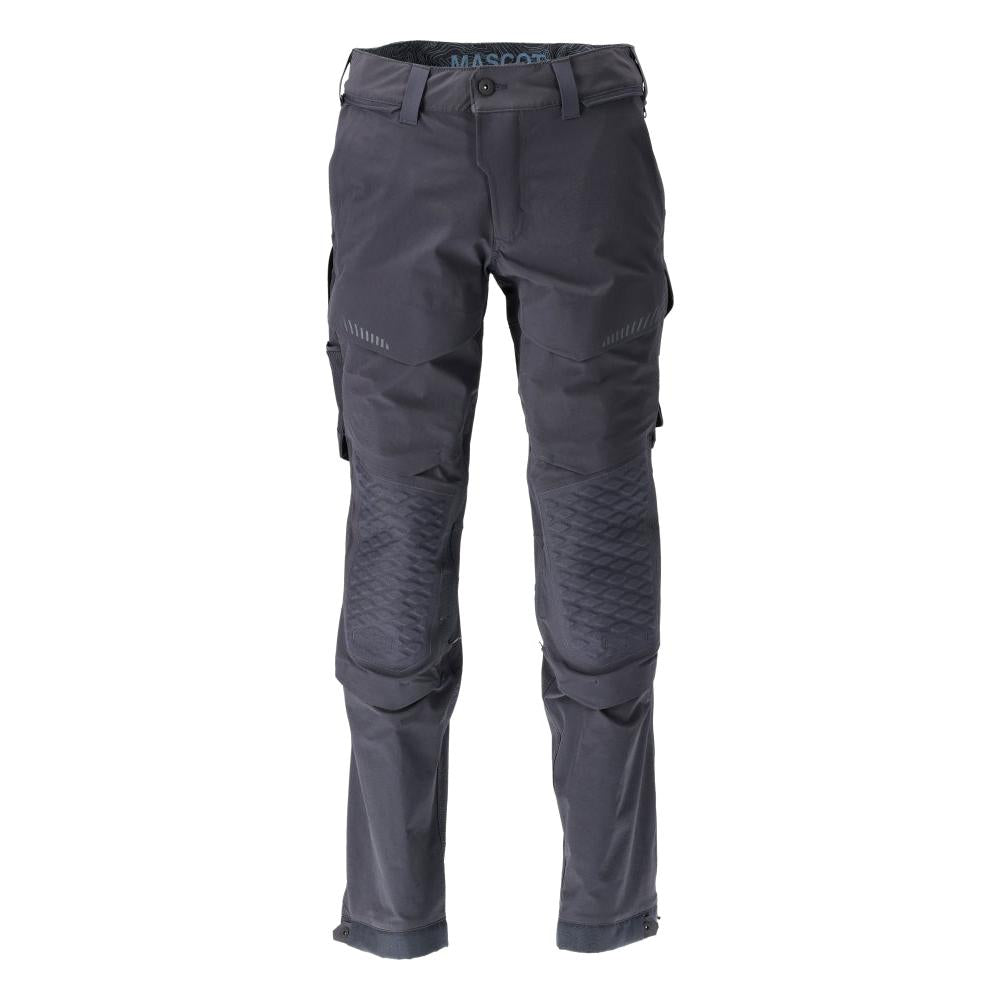 Trousers, knee pockets, stretch, light trousers, black-blue