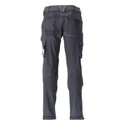 Trousers, knee pockets, stretch, light trousers, black-blue