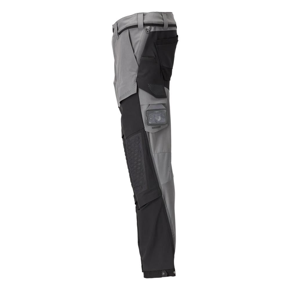 Trousers, knee pockets, stretch, light trousers, anthracite grey/black