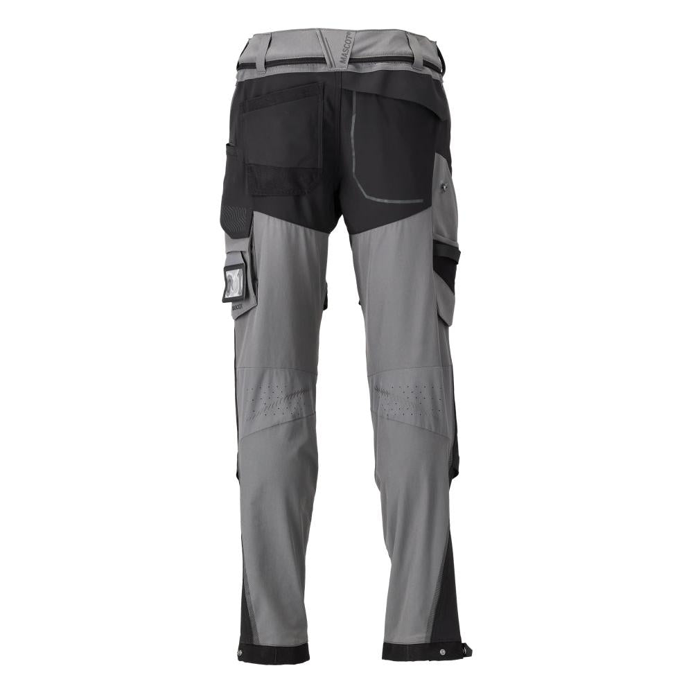 Trousers, knee pockets, stretch, light trousers, anthracite grey/black