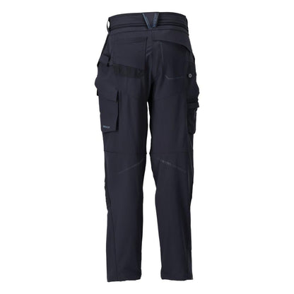 Trousers with knee pockets, women's trousers, black-blue