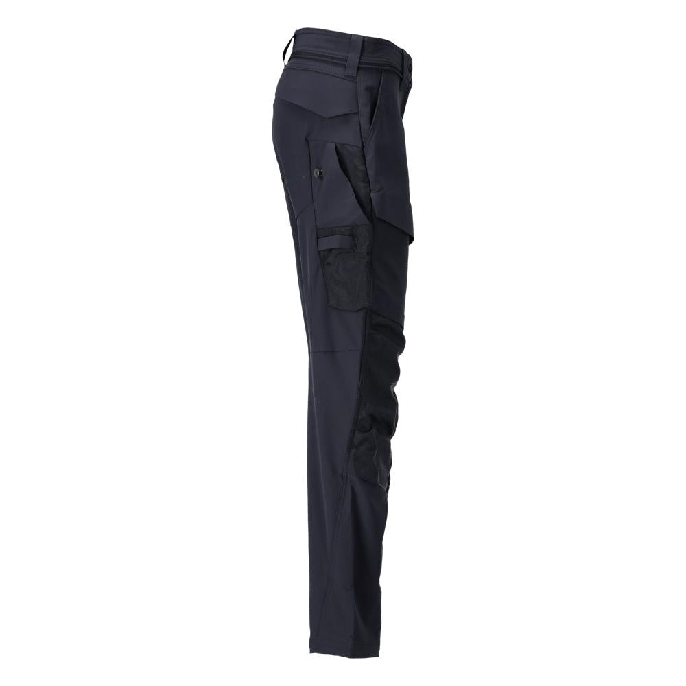 Trousers with knee pockets, women's trousers, black-blue