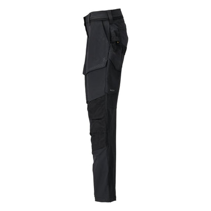 Trousers with knee pockets, women's trousers, black