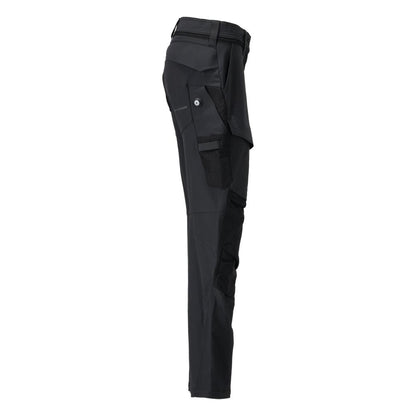 Trousers with knee pockets, women's trousers, black
