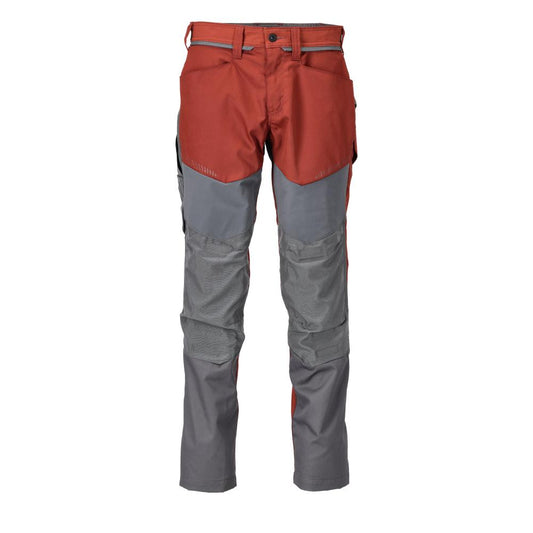 Trousers with knee pockets trousers, autumn red/anthracite grey