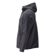 Fleece sweater, hood, zipper microfleece jacket, black-blue
