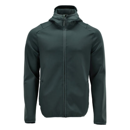 Fleece sweater, hood, zip microfleece jacket, forest green