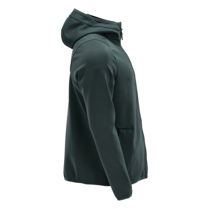 Fleece sweater, hood, zip microfleece jacket, forest green
