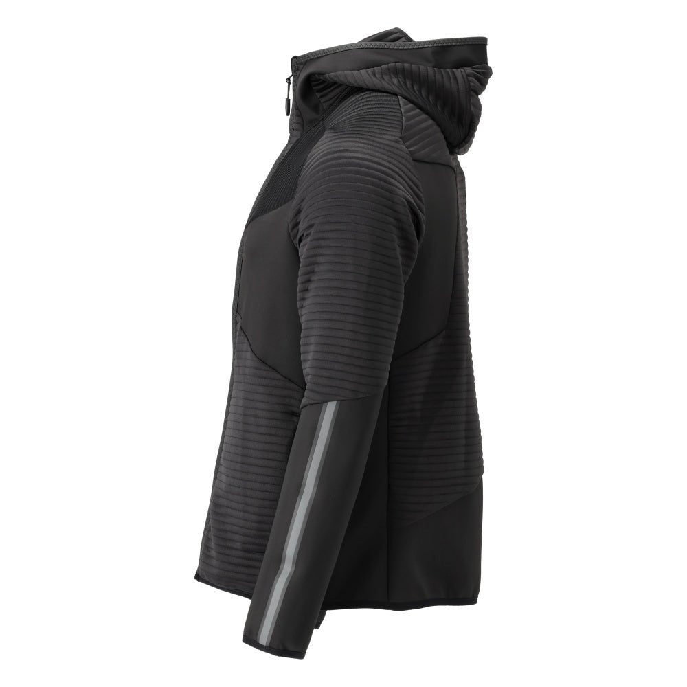 Fleece sweater, hood, zipper microfleece jacket, black