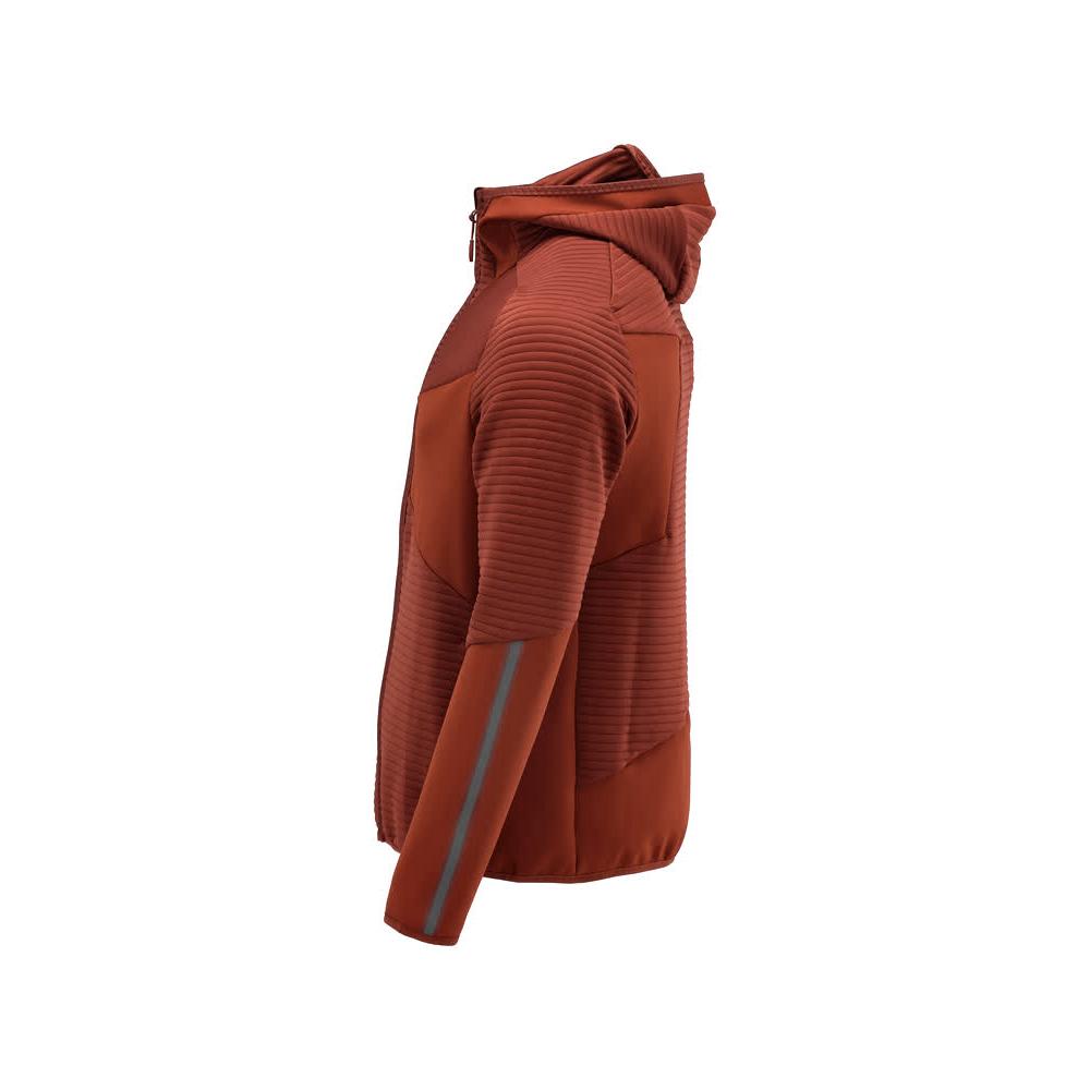Fleece sweater, hood, zip microfleece jacket, autumn red