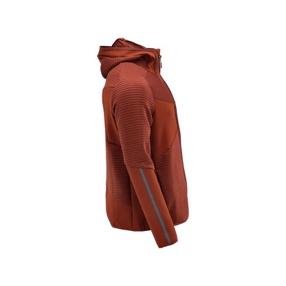 Fleece sweater, hood, zip microfleece jacket, autumn red