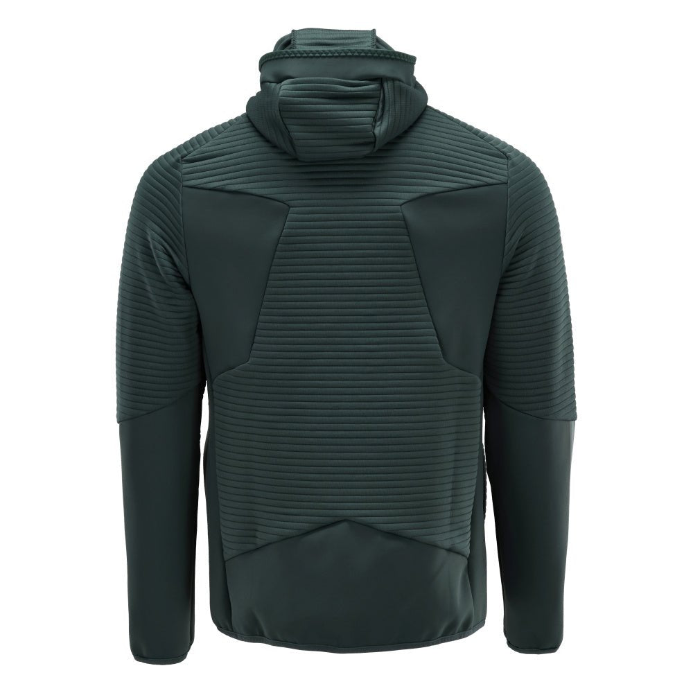 Fleece sweater, hood, zip microfleece jacket, forest green