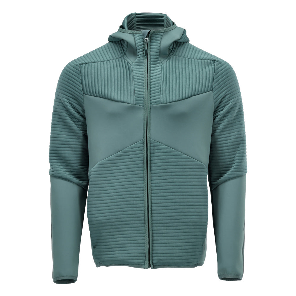 Fleece sweater, hood, zip microfleece jacket, light forest green