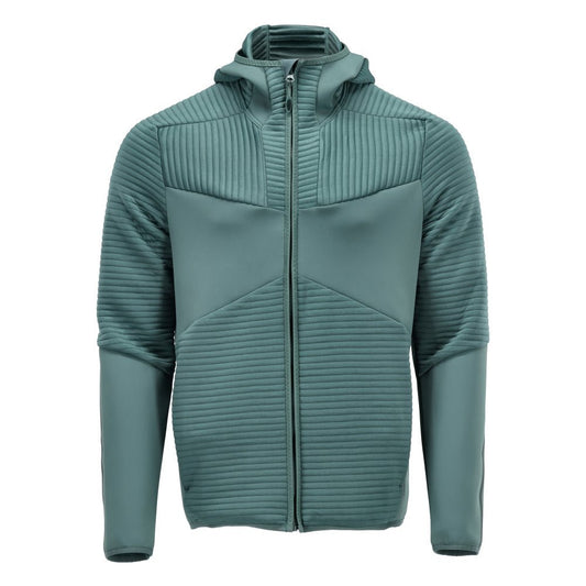 Fleece sweater, hood, zip microfleece jacket, light forest green