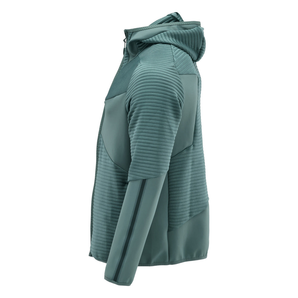 Fleece sweater, hood, zip microfleece jacket, light forest green