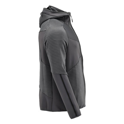 Fleece sweater, hood, zip microfleece jacket, anthracite gray