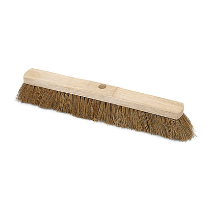 The Nölle Profi Brush hall broom natural coconut saddle wood by Nölle Profi Brush brush & paintbrush technology e.K. with densely filled coconut bristles and central handle hole is depicted on a white background.