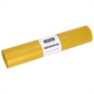 Pictured is a yellow roll of DEISS garbage bags made from recycled LDPE 70 l (25 pieces) by EMIL DEISS KG (GmbH + Co.) with a white "DEISS garbage bags" label on a white background.