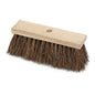 The Nölle Profi Brush Street Broom Piassava (29 cm, 5x12 rows, flat wood) from Nölle Profi Brush Brush & Paint Technique e.K. features thick, stiff, brown-black bristles and a central hole for easy handle attachment - perfect for outdoor cleaning.