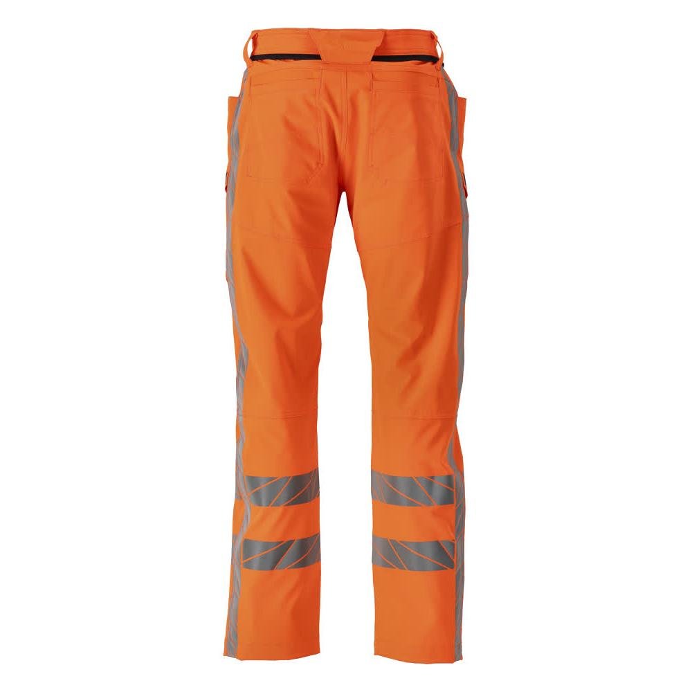 Trousers with thigh pockets, stretch trousers, hi-vis orange