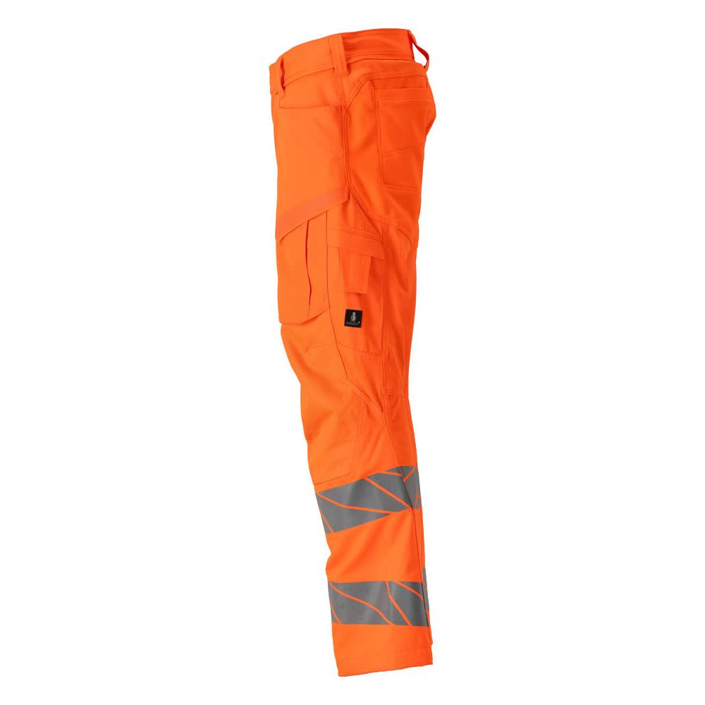 Trousers with knee pockets, stretch inserts trousers, hi-vis orange