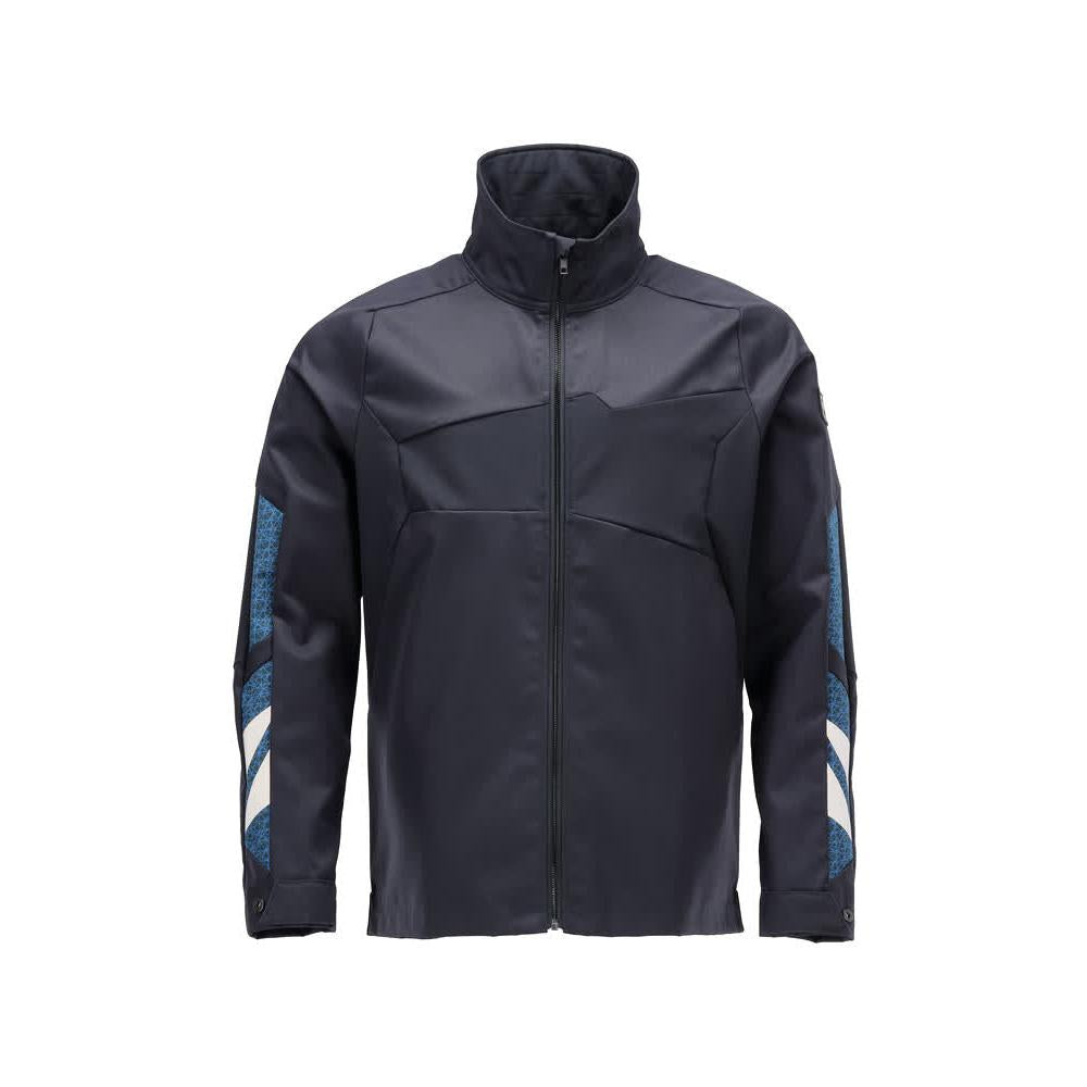 Jacket, stretch, zipper metal work jacket, black-blue