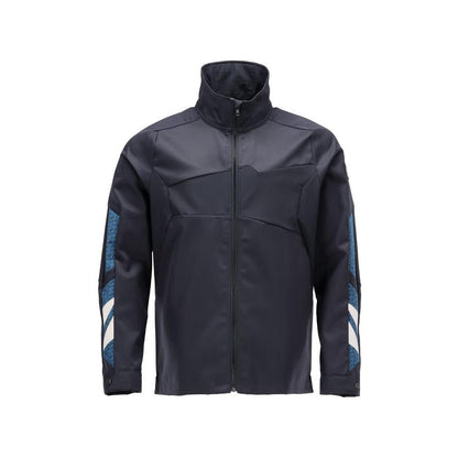 Jacket, stretch, zipper metal work jacket, black-blue