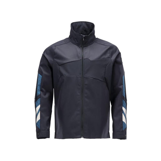 Jacket, stretch, zipper metal work jacket, black-blue
