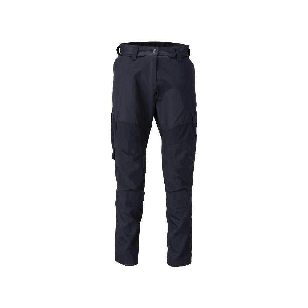 Trousers with knee pockets, women's trousers, black-blue