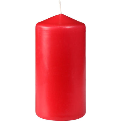 An unlit pillar candle (100 x 50 mm, approx. 20h burning time) with a white wick from Duni GmbH against a white background - ideal for long lighting duration.
