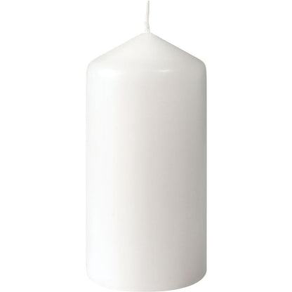 The Duni GmbH pillar candle (100 x 50 mm, approx. 20h burning time) with a round head and short wick is presented against a white background.
