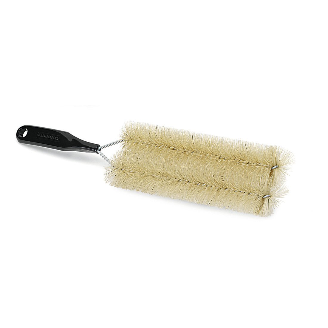 The Nölle Profi Brush radiator brush U-shape (37 cm) from Nölle Profi Brush Bürsten- & Pinseltechnik e.K. with pure bristles and black plastic handle is ideal for cleaning narrow or cylindrical containers; two heads on twisted metal wire ensure efficiency.