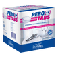 A box of Dr. Schnell PERO TABS dishwashing detergent for commercial dishwashers from DR.SCHNELL GmbH & Co. KGaA, cleans hygienically with 200 tabs; the white-blue packaging with pink accents shows dishes and cutlery.