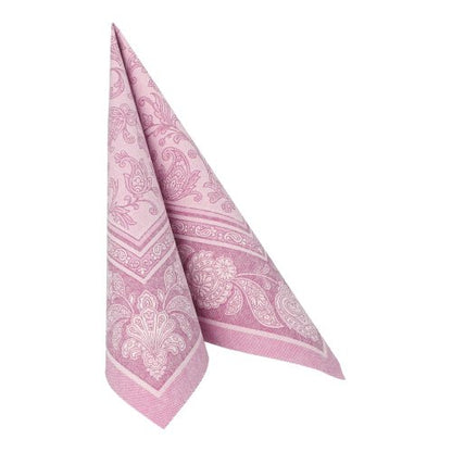 A lilac-colored PAPSTAR 50 napkins "ROYAL Collection" 1/4-fold 40 x 40 cm from PAPSTAR GmbH is folded into a triangle and stands upright on a white background.