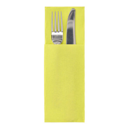 A silver fork and knife rest side by side in a folded PAPSTAR 50 napkins "DAILY Collection" 48 x 30 cm with cutlery fold by PAPSTAR GmbH, equipped with a practical cutlery pocket.