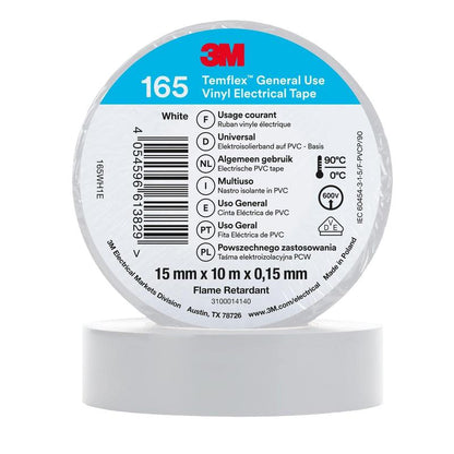 3M™ Temflex™ Vinyl Insulating Tape 165, White - Electrical Insulating Tape