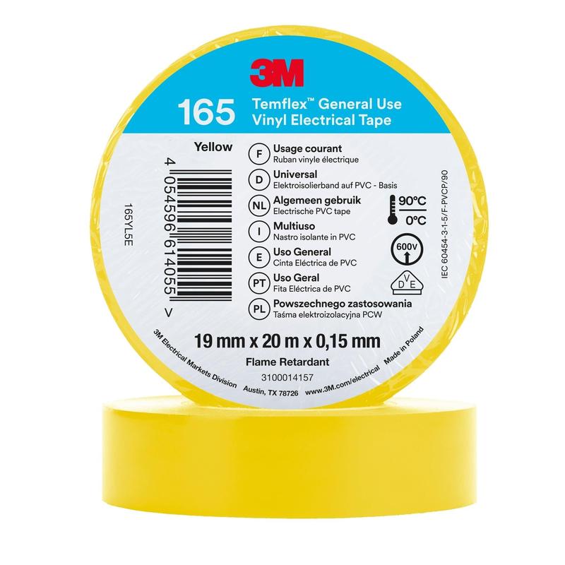 3M™ Temflex™ Vinyl Electrical Tape 165 Yellow