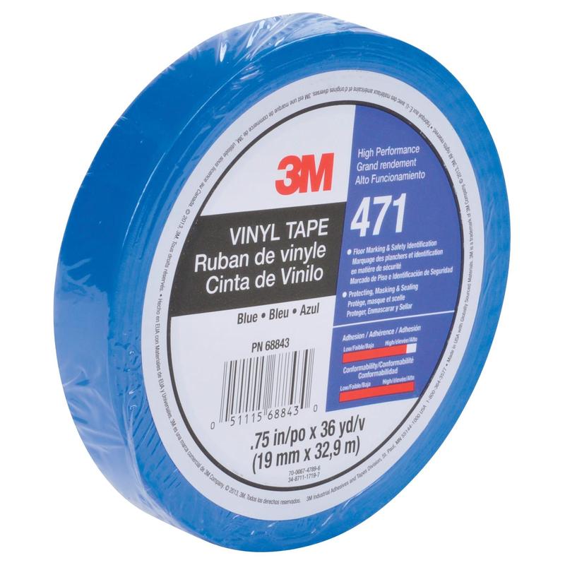 3M™ Soft PVC Tape 471, Blue, 12mm x 32m, 0.14mm, Individually Packed | Pack (1 roll)