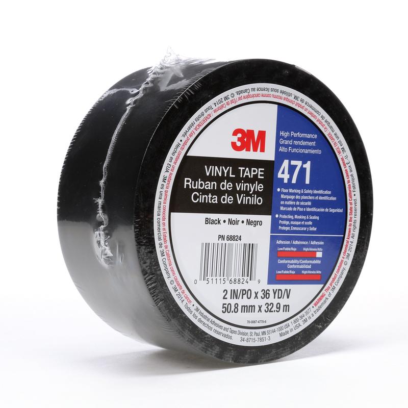 3M™ Soft PVC Tape 471, Black, 50mm x 33m, 0.14mm, Individually Packed | Pack (1 roll)
