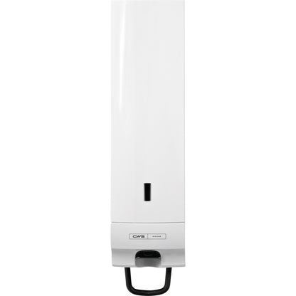 The CWS Paradise Cream Universal Soap Cream Dispenser is a white, wall-mounted soap dispenser with a black lever, transparent window, and "CWS Hygiene" label - compatible with CWS Paradise Cream.