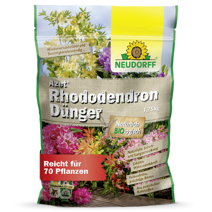 Azet Rhododendron Fertilizer from Neudorff Shop is ideal for azaleas and rhododendrons, ensuring lush and healthy growth.
