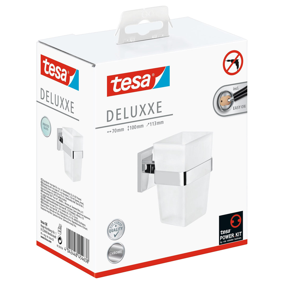 tesa DELUXXE Zahnbürstenhalter, edles Design, inkl. Klebelösung