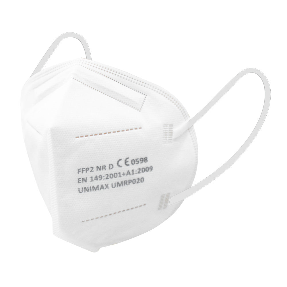 The ARNOMED FFP2 mask without a valve from ARNOWA GmbH is a white particle-filtering half mask with visible ear loops and printed certification, depicted on a plain white background. Delivered in a box of 10 pieces, it offers reliable protection.