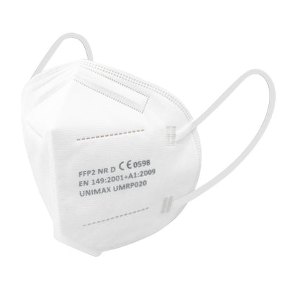 The ARNOMED FFP2 mask without a valve from ARNOWA GmbH is a white particle-filtering half mask with visible ear loops and printed certification, depicted on a plain white background. Delivered in a box of 10 pieces, it offers reliable protection.